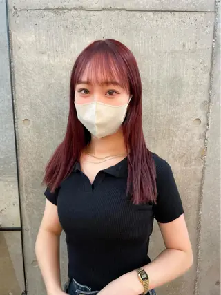 セミロング カラー 盛れる顔周り /透明感/かりん🎀のヘアスタイル