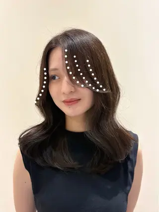 セミロング 透明感カラー/顔周り カット🎀ヒラバルのヘアスタイル