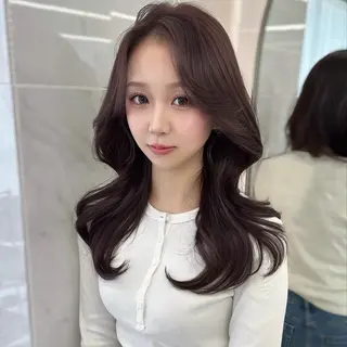セミロング カラー ヘアアレンジ kana 栄美容師/韓国ヘアのヘアスタイル