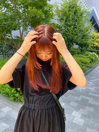 カラー 韓国風前髪顔周り バーバーakaneのヘアスタイル