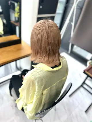 ミディアム CS made by SHACHU栄店所属・透明感/ブリーチ縮毛 /髪質改善/星野純一のヘアスタイル