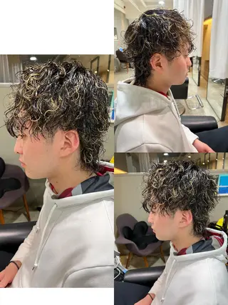 パーマ メンズ 心斎橋バレイヤージュ 小林勝貴のヘアスタイル