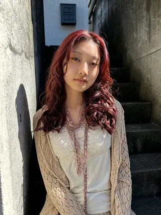 セミロング カラー 磯　亜由香 🌷ブリーチのヘアスタイル