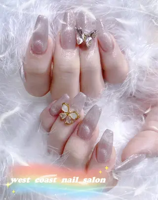 ネイル リボン、ガーリー パーツ放題専門店のネイルデザイン