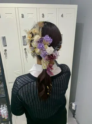 セミロング カラー ヘアアレンジ 卒業式ヘアセット🎀 ヘアアレンジのヘアスタイル