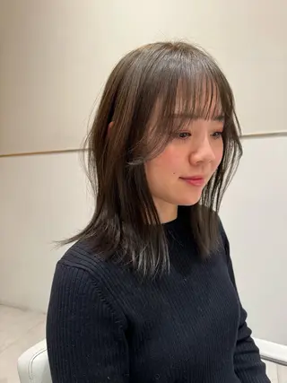 ミディアム カラー パーマ ヘアアレンジ 小野寺瑞希 /最小顔カットのヘアスタイル