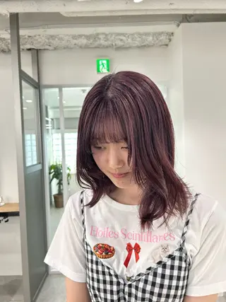 セミロング カラー 愛結 暖色カラー🎀🩰のヘアスタイル