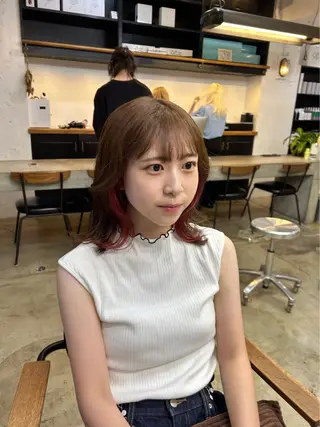 ミディアム カラー ♡ラベンダー/ピンク /顔まわり♡ネイロのヘアスタイル