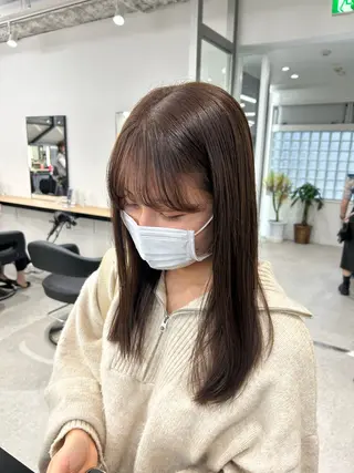 セミロング カラー 愛結 暖色カラー🎀🩰のヘアスタイル