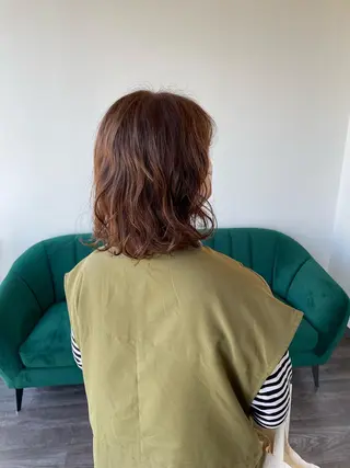 ミディアム カラー 艶カラー🌙縮毛矯正 /ボブ【Reina】のヘアスタイル