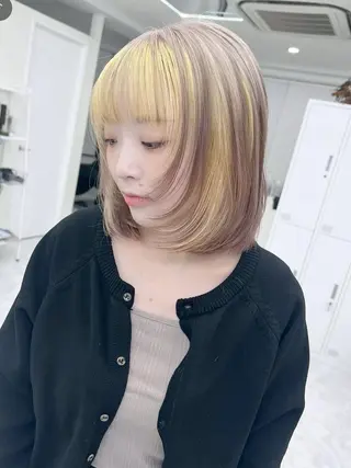 ミディアム 江坂エリア最安値◎ ブリーチ*土田のヘアスタイル