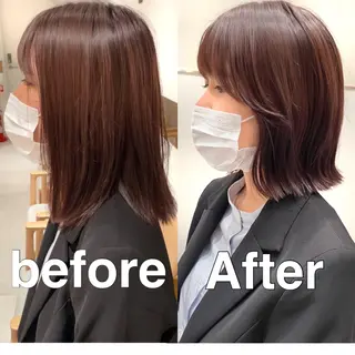 ミディアム カラー パーマ ヘアアレンジ 小野寺瑞希 /最小顔カットのヘアスタイル