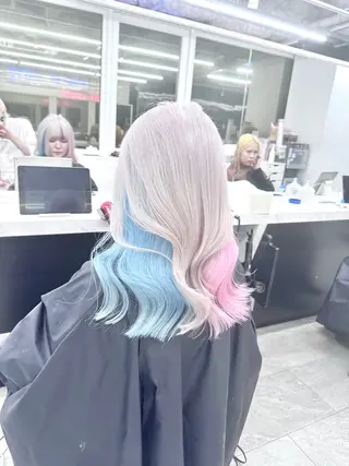 セミロング カラー ❄️💛エクステ ブリーチ❄️yukiのヘアスタイル