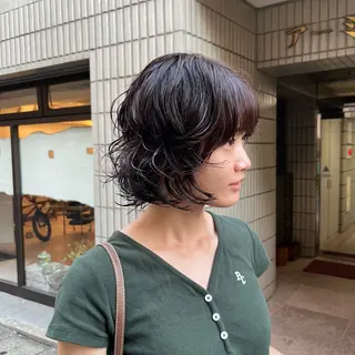 ショート パーマ 抜け感パーマ/ ショート/緒方椋のヘアスタイル