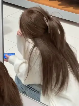 ロング 🤍韓国風透明髪🤍 レイヤー🤍きょうのヘアスタイル