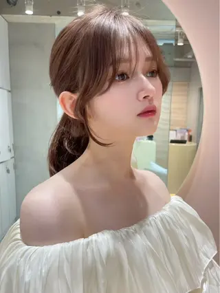 ミディアム ブリーチなし髪質改善 🎀はのん 韓国ヘアのヘアスタイル