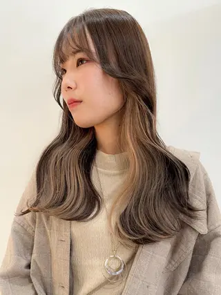 ロング カラー ヘアアレンジ 切りっぱなしボブ/ デザインカラー店長のヘアスタイル