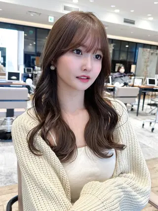 セミロング カラー 顔周り/くびれヘア 韓国ヘア💕風間るなのヘアスタイル