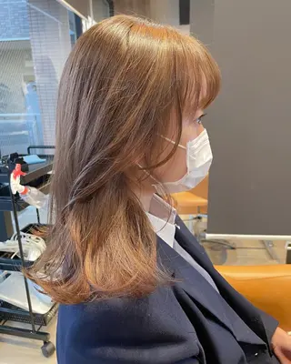 ミディアム カラー パーマ 髪質改善/ブリーチ 田代 龍我のヘアスタイル