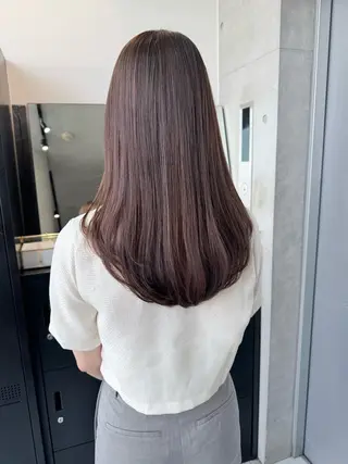 セミロング カラー パーマ ヘアアレンジ 透明感/オリーブ/ グレージュ/YUKAのヘアスタイル