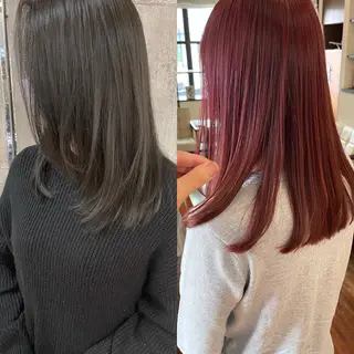 セミロング カラー 髪質改善ｶﾗｰ ｹｱﾌﾞﾘｰﾁ/ﾀﾑのヘアスタイル