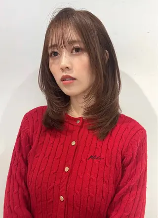セミロング カラー 【韓国ヘア×透明感 カラー】笹谷 莉未のヘアスタイル