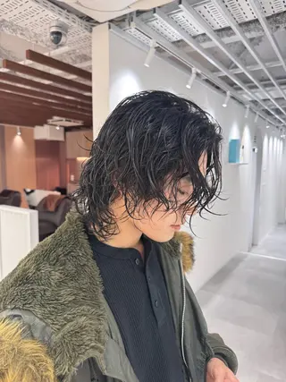 ロング パーマ メンズ R/🤎 パーマ＆ブリーチ🔥のヘアスタイル