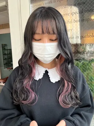 ロング まみ/暖色カラー /デザインカラーのヘアスタイル