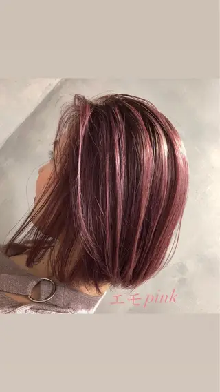 ショート カラー ハイダメージ毛 縮毛矯正のヘアスタイル