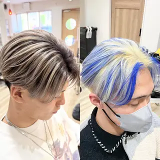 ショート カラー メンズ 🌈派手髪ハイトーン 🌈鈴木亮太🌈のヘアスタイル