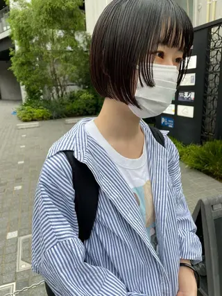 ショート カラー パーマ ヘアアレンジ キッズ ネイル マツエク・マツパ アイブロウ パーマ/透明感カラー /ボブ/吉田一生のヘアスタイル