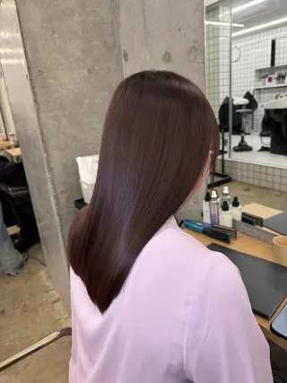 セミロング 髪質改善×縮毛矯正× 艶カラー 吉原和磨のヘアスタイル