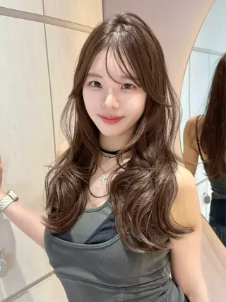ロング カラー ブリーチなし🤍韓国 ヘア柏崎颯刀のヘアスタイル