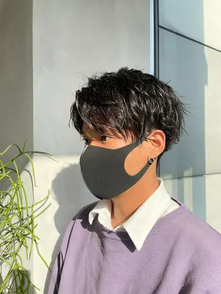 ショート メンズ 渋谷レイヤーカット/ 暖色艶カラー🩵高橋のヘアスタイル