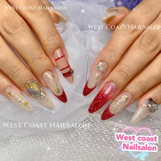 ネイル リボン、ガーリー パーツ放題専門店のネイルデザイン