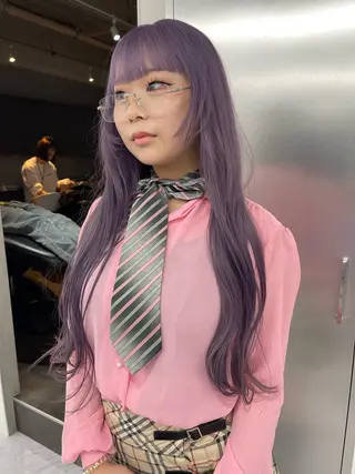 ロング カラー TATSUブリーチ/ ミルクティーベージュのヘアスタイル