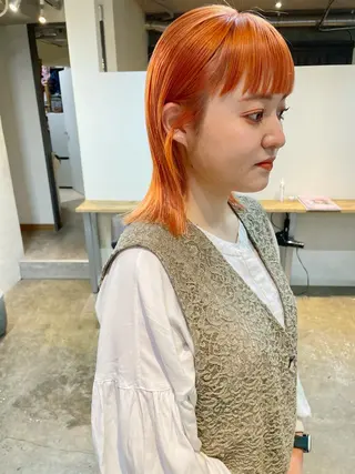 ミディアム カラー ヘアアレンジ 丸山渉/パーマ エフェクトブリーチのヘアスタイル