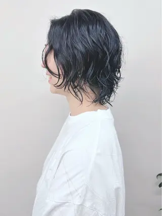 ミディアム パーマ とうい/パーマボブ/ くせ毛/丸みボブのヘアスタイル