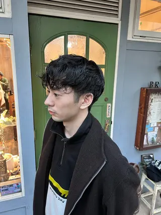 ショート パーマ メンズ 清水千優/パーマ/透 明感カラー/メンズのヘアスタイル