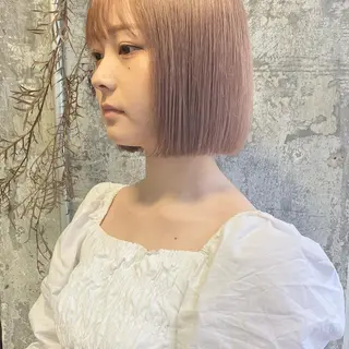 ミディアム カラー Piaコータロー ハイトーン&‪ボブのヘアスタイル