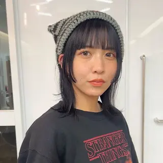 ミディアム カラー クロスパーマ× 透明感カラー✂︎のヘアスタイル