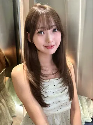 ミディアム ブリーチなしW🎀 髪質改善/はのんのヘアスタイル