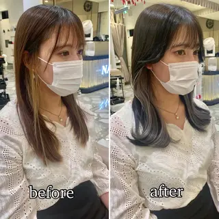 セミロング カラー パーマ ヘアアレンジ メンズ キッズ ネイル マツエク・マツパ アイブロウ 《褒められる》 透明感カラー/小嶋のヘアスタイル