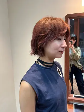 ミディアム カラー パーマ ボブパーマ/パーマ ウルフパーマのヘアスタイル