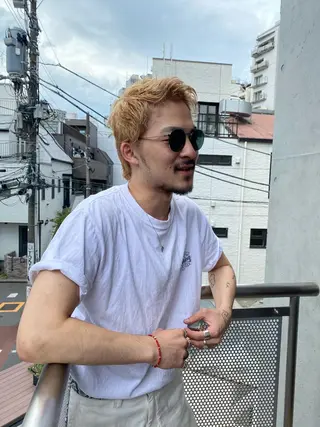 ショート 山影✨バレイヤージュ ハイライト✨メンズ◎のヘアスタイル