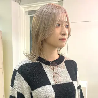 ミディアム カラー パーマ ヘアアレンジ キッズ 🧨ブリーチー×ボブ レイヤー💎じゅえるのヘアスタイル