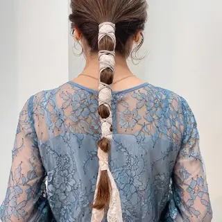 セミロング カラー ヘアアレンジ ブリーチなしカラー/ 髪質改善/寺門束のヘアスタイル