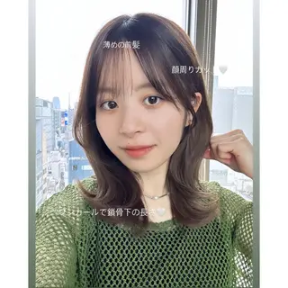 セミロング カラー 🍼顔周りカット/ レイヤー/小川華奈のヘアスタイル