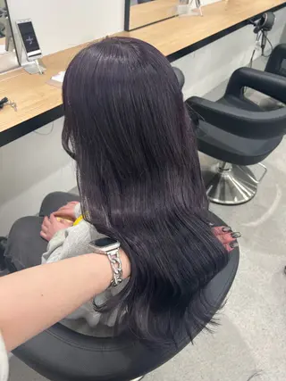 ロング カラー 暗髪🩶ラベンダー/ ブルー/ユウナ🤍のヘアスタイル