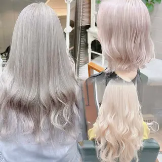 ロング カラー 𝐍𝐚𝐧𝐚{ 原宿/ハイトーン🫧のヘアスタイル